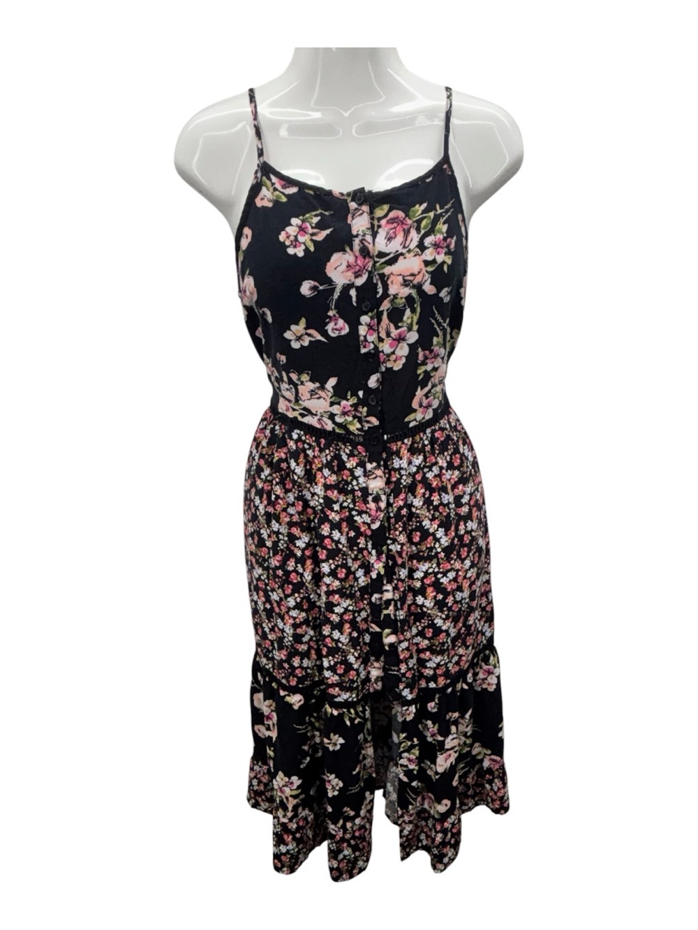 BOG Collective Black Floral Button-Front Dress